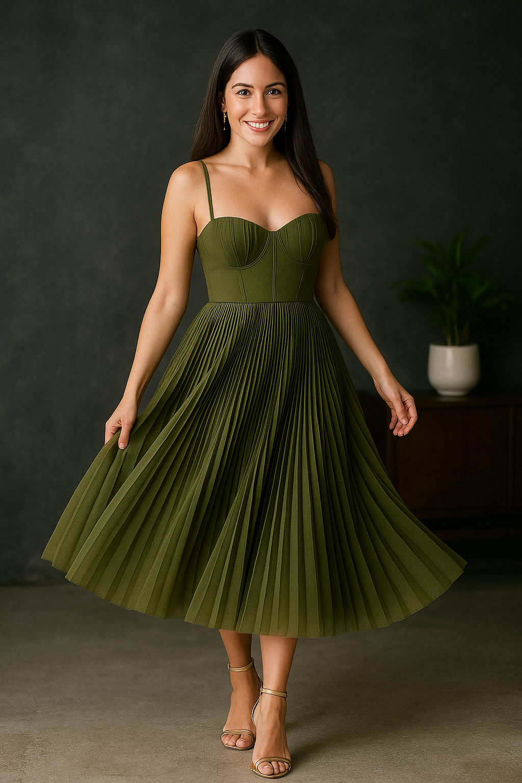 VESTIDO MIDI PLISADO ALICIA