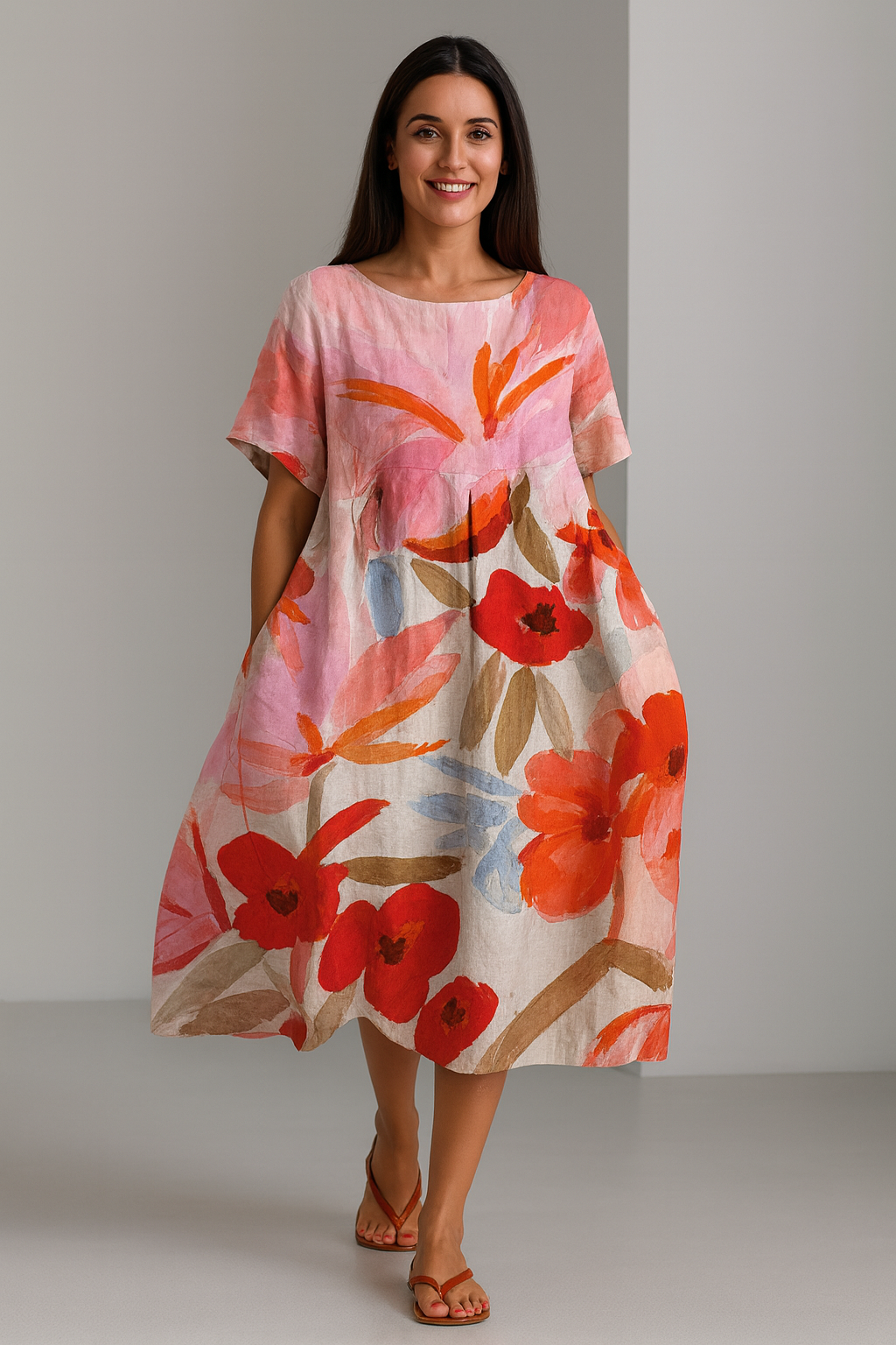 VESTIDO LARGO DISEÑO FLORAL IDEALIZADO