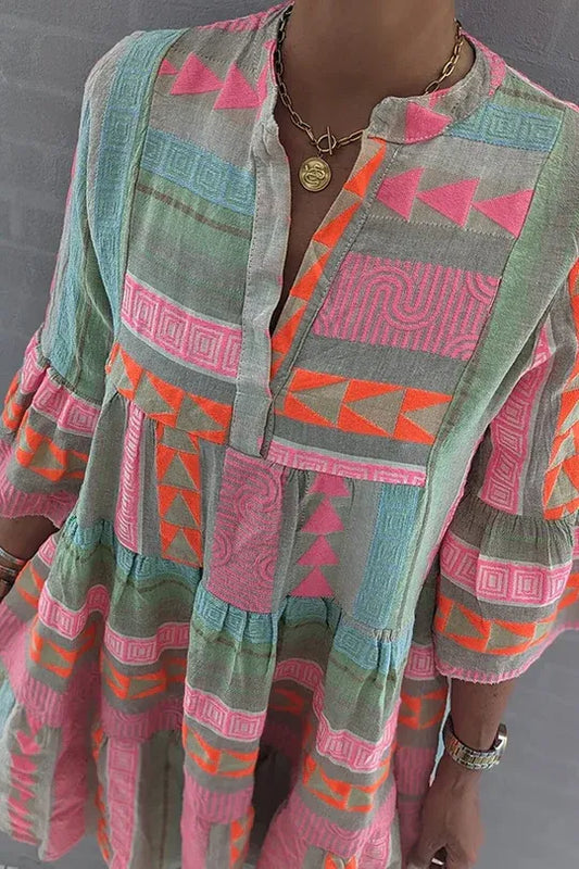 VESTIDO CASUAL CORTE SUELTO DISEÑO ARTISTICO