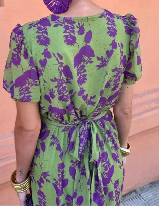 VESTIDO MIDI CASUAL ESTAMPADO FLORAL