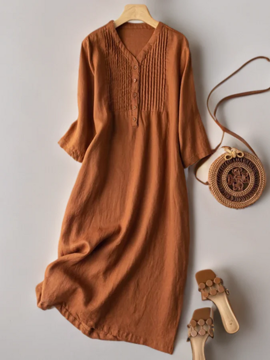 VESTIDO LARGO CALMADO DE LINO SUAVE