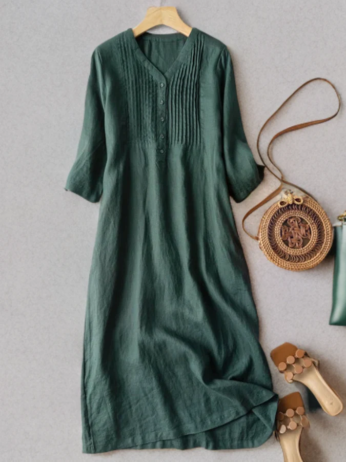 VESTIDO LARGO CALMADO DE LINO SUAVE