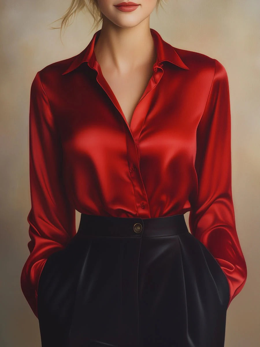 CAMISA DE SATEN CORTE CLASICO RADIANTE