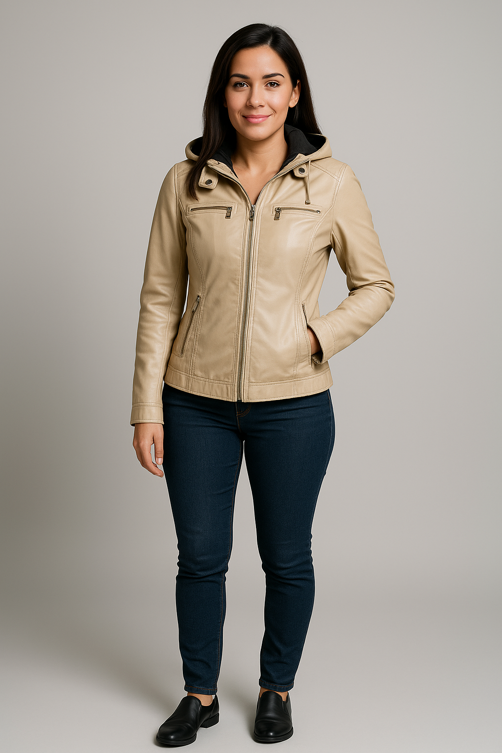 CHAQUETA CUERO SUAVE CASUAL