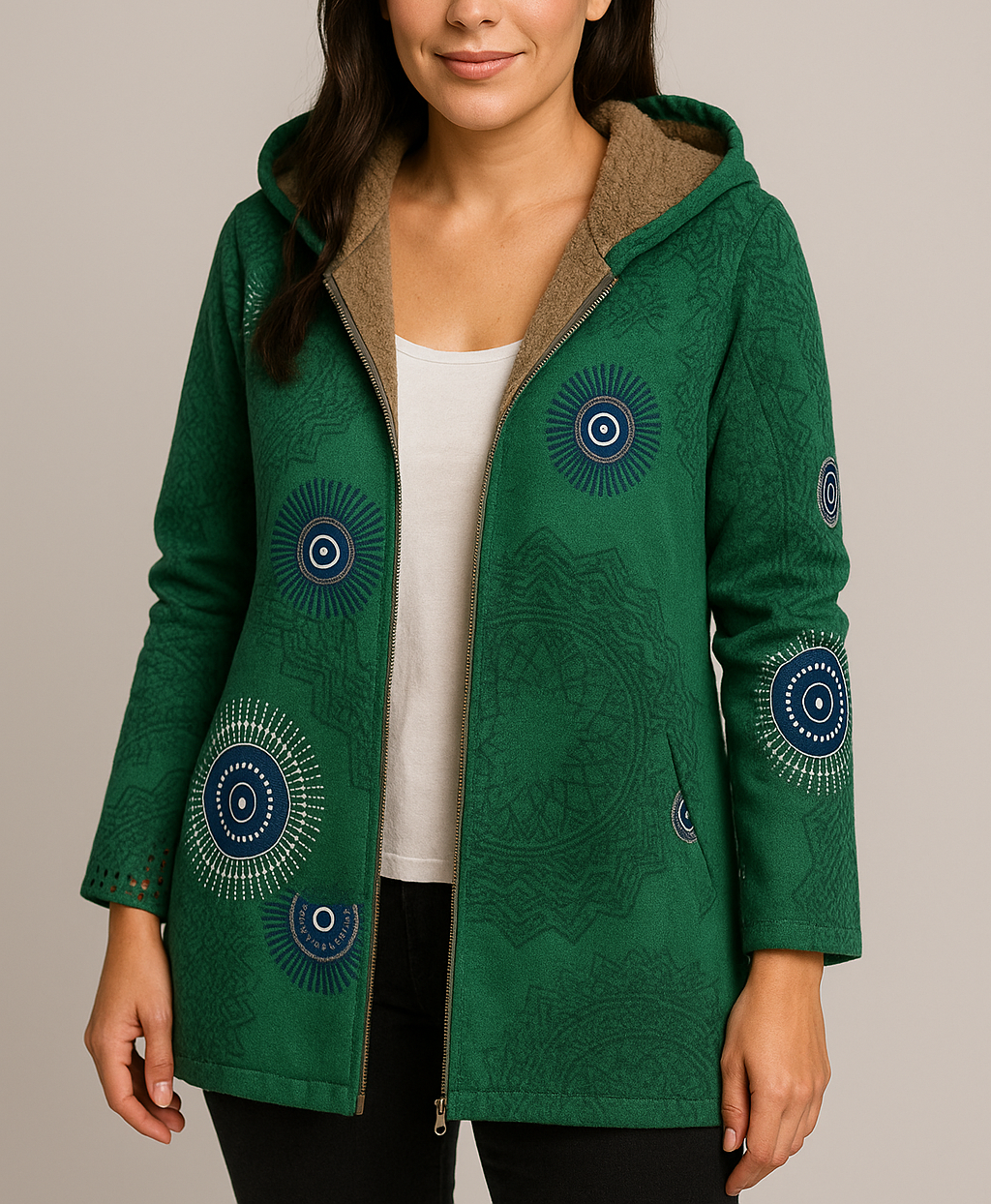 CHAQUETA BOHO MUJER CON CAPUCHA