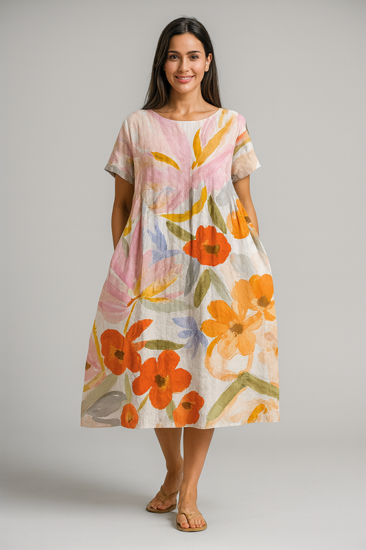 VESTIDO LARGO DISEÑO FLORAL IDEALIZADO