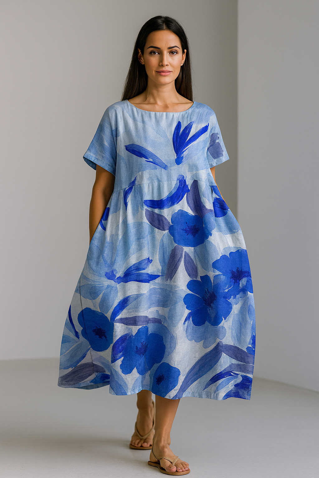 VESTIDO LARGO DISEÑO FLORAL IDEALIZADO