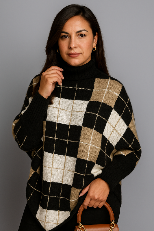 PONCHO SUÉTER PATRON DE CUADROS