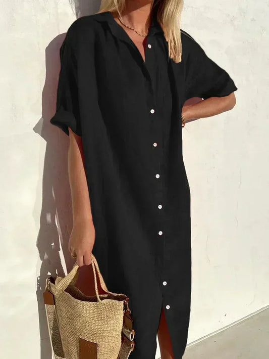 VESTIDO CAMISERO MIDI MINIMALISTA OLIVIA