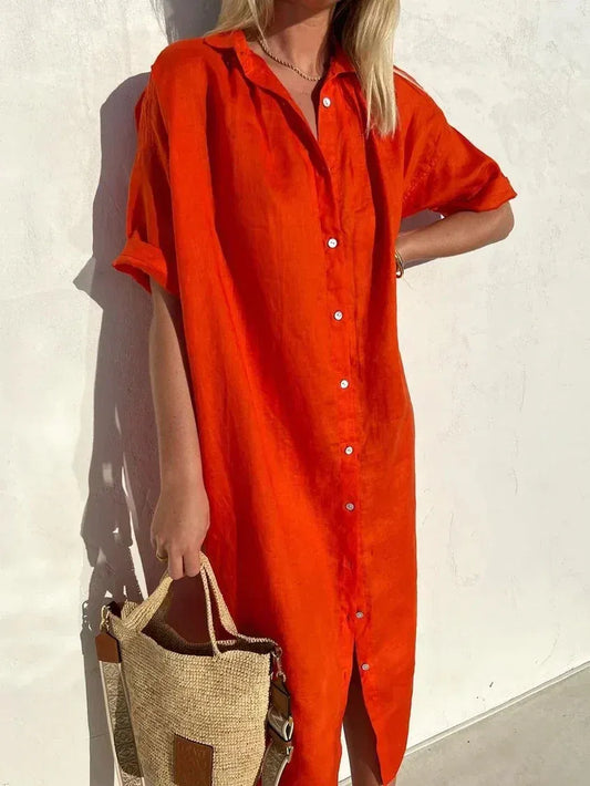 VESTIDO CAMISERO MIDI MINIMALISTA OLIVIA