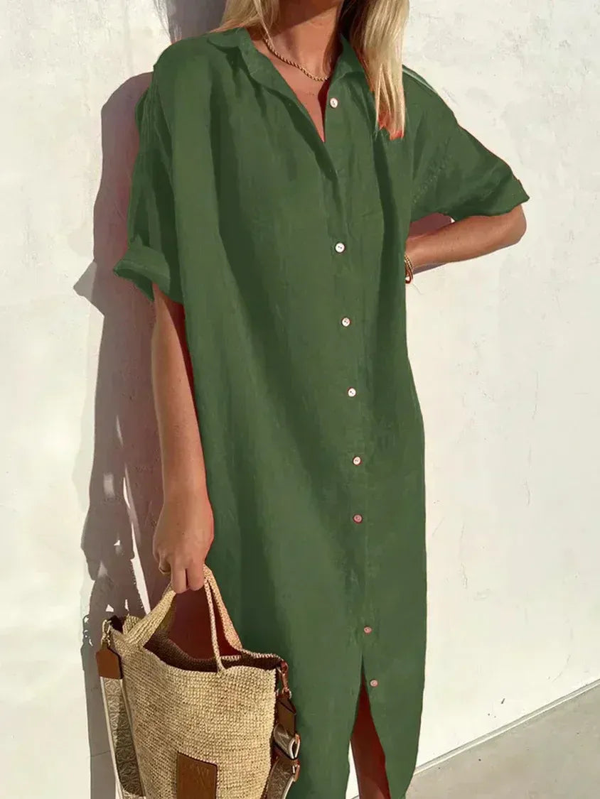 VESTIDO CAMISERO MIDI MINIMALISTA OLIVIA