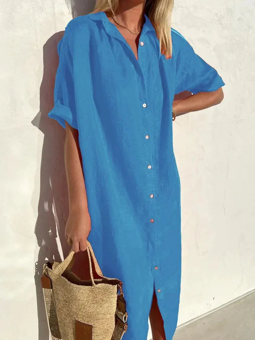 VESTIDO CAMISERO MIDI MINIMALISTA OLIVIA