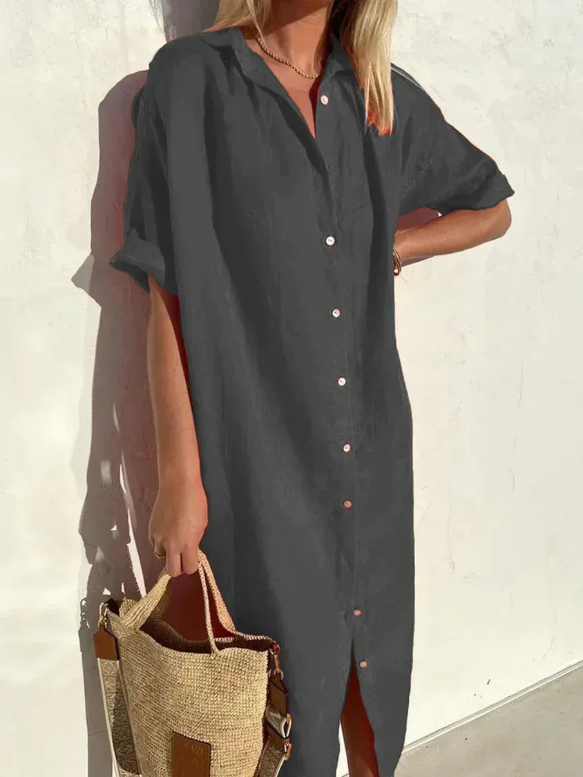 VESTIDO CAMISERO MIDI MINIMALISTA OLIVIA