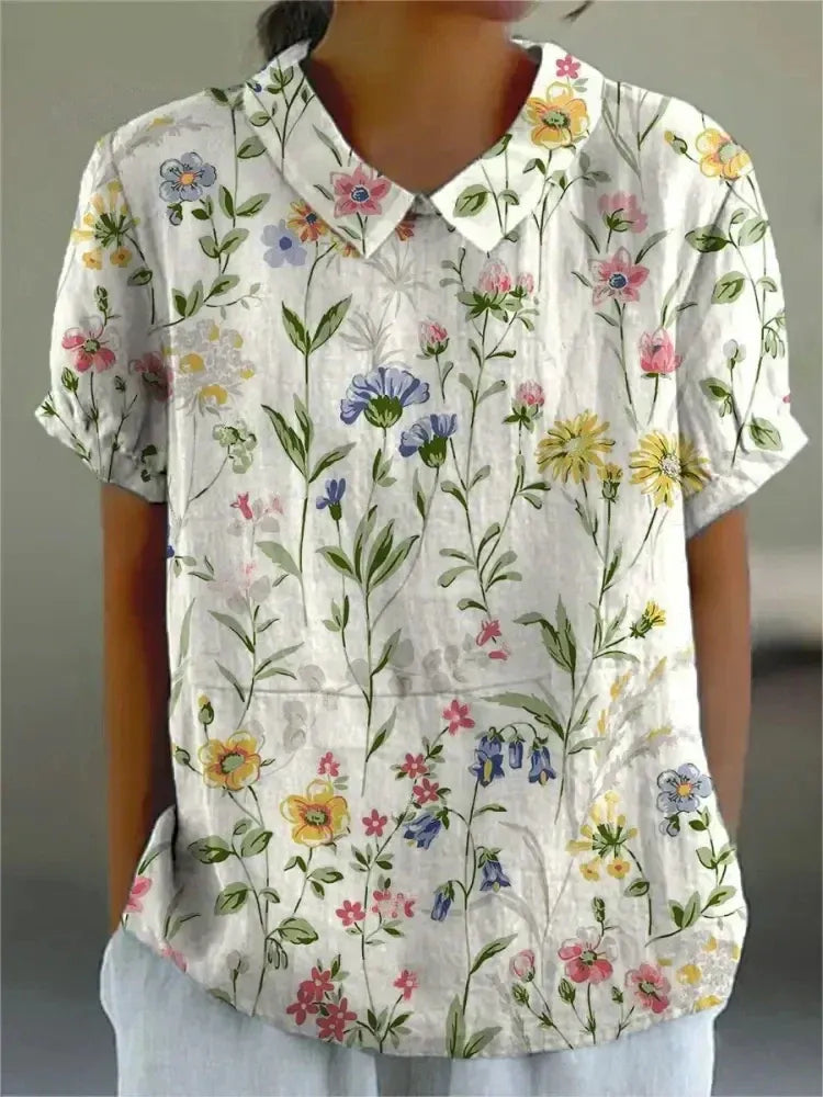 BLUSA DE LINO FLORAL MARGA