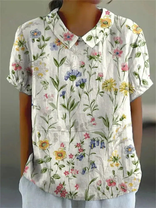 BLUSA DE LINO FLORAL MARGA