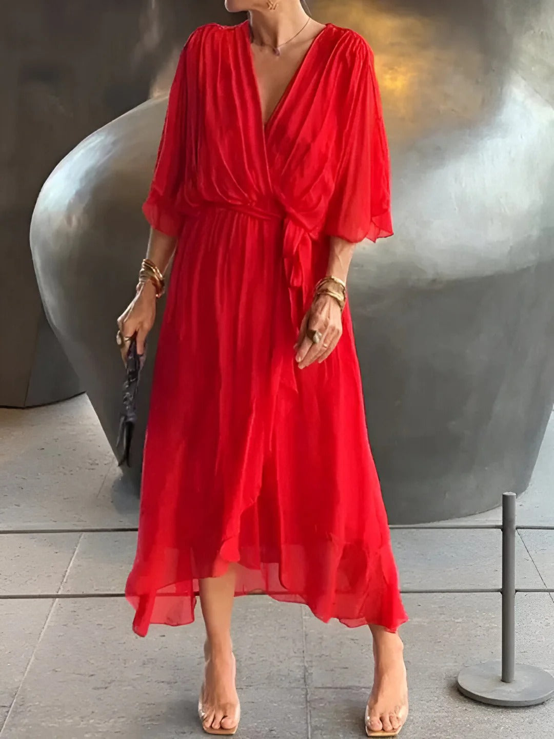 VESTIDO MIDI FLUIDO DE EVENTO EMILIA