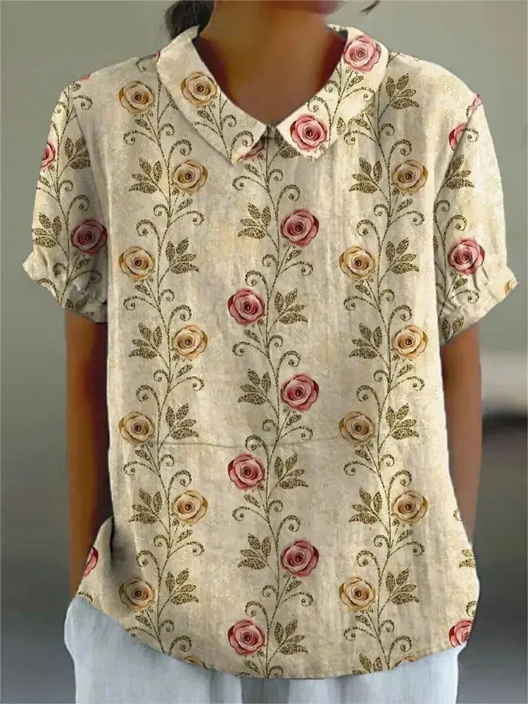 BLUSA DE LINO FLORAL MARGA