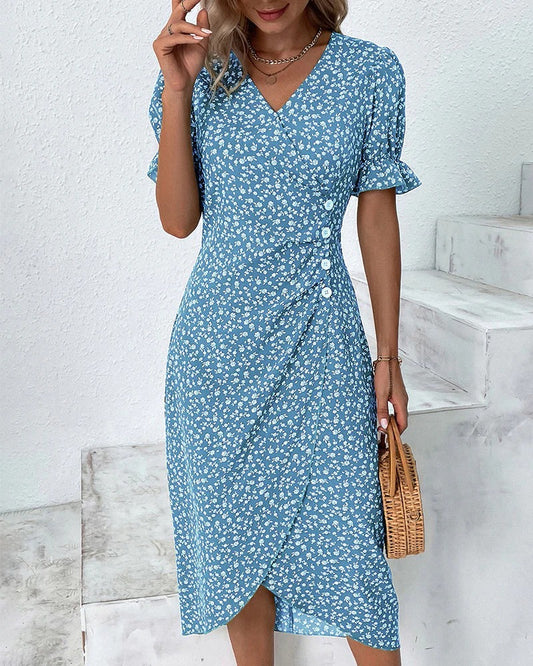 VESTIDO CRUZADO CON ESTAMPADO DE LUNARES
