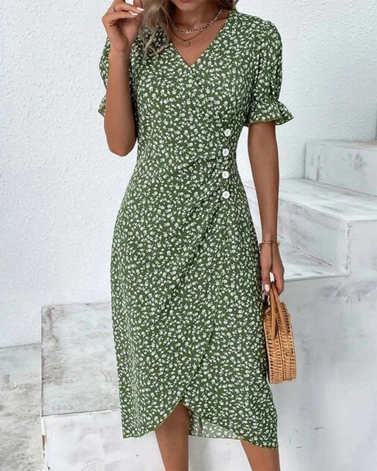 VESTIDO CRUZADO CON ESTAMPADO DE LUNARES