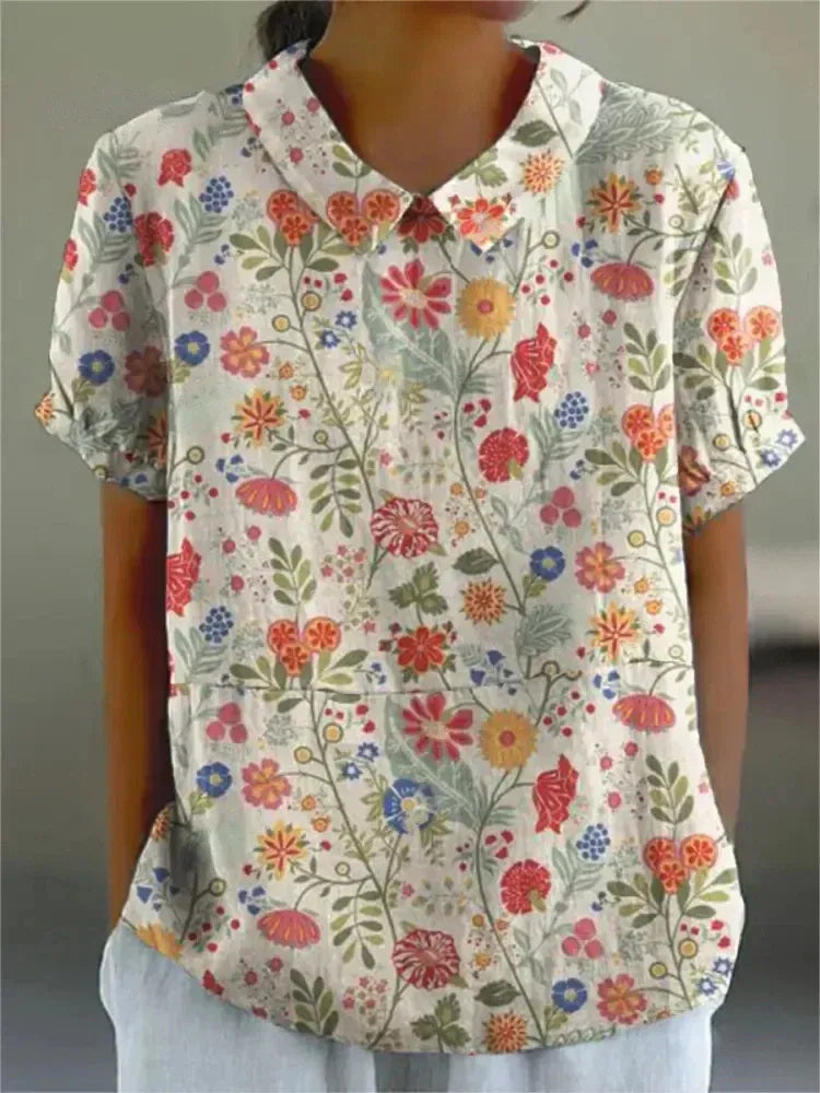 BLUSA DE LINO FLORAL MARGA