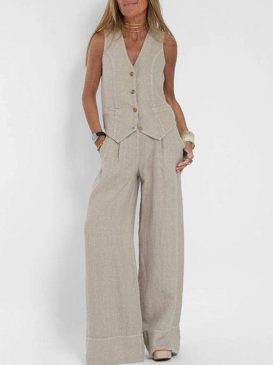 CONJUNTO DE LINO ATEMPORAL NATURAL MALENIA