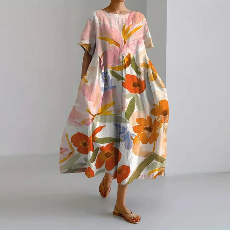 VESTIDO LARGO DISEÑO FLORAL IDEALIZADO