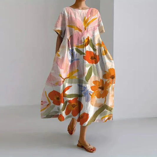 VESTIDO LARGO DISEÑO FLORAL IDEALIZADO