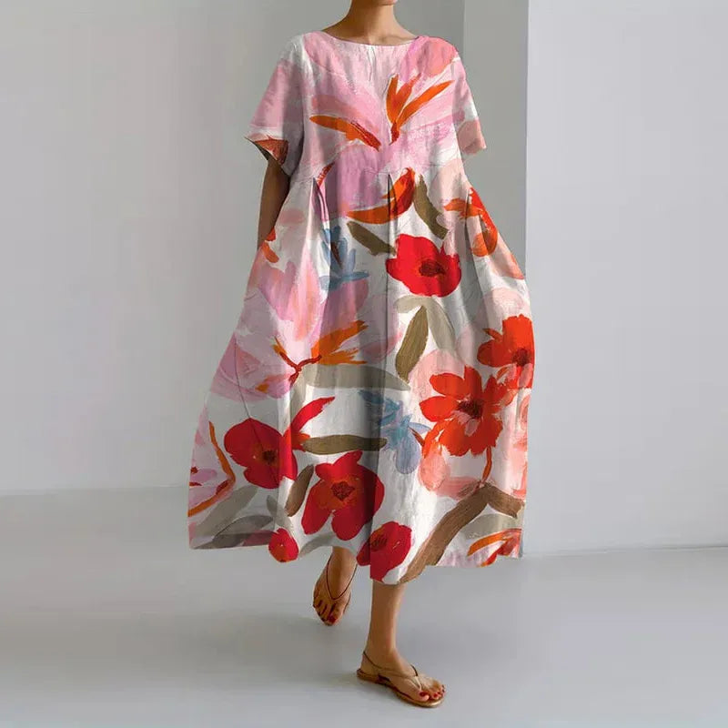 VESTIDO LARGO DISEÑO FLORAL IDEALIZADO