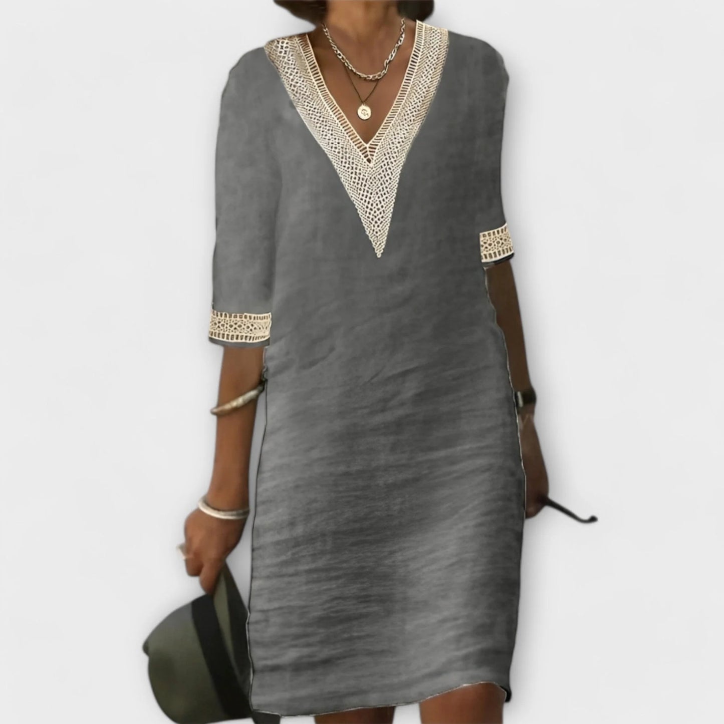 VESTIDO DETALLE ARTESANAL SOFISTICADO AMANDA