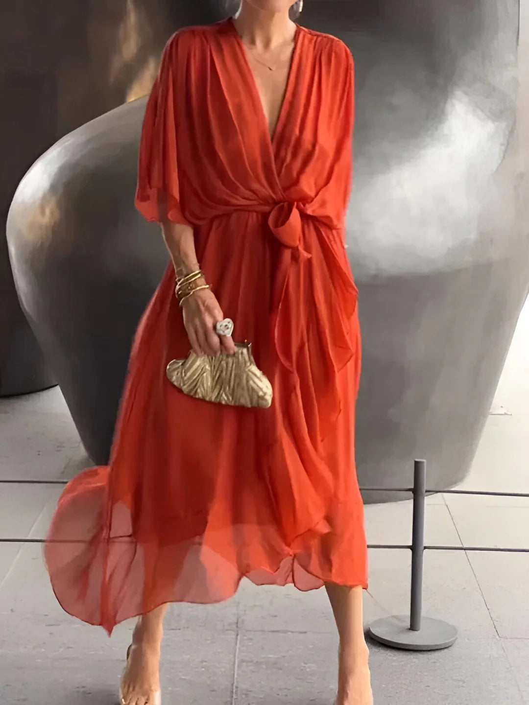 VESTIDO MIDI FLUIDO DE EVENTO EMILIA