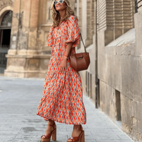 VESTIDO ESTILO BOHEMIO DE LUNARES