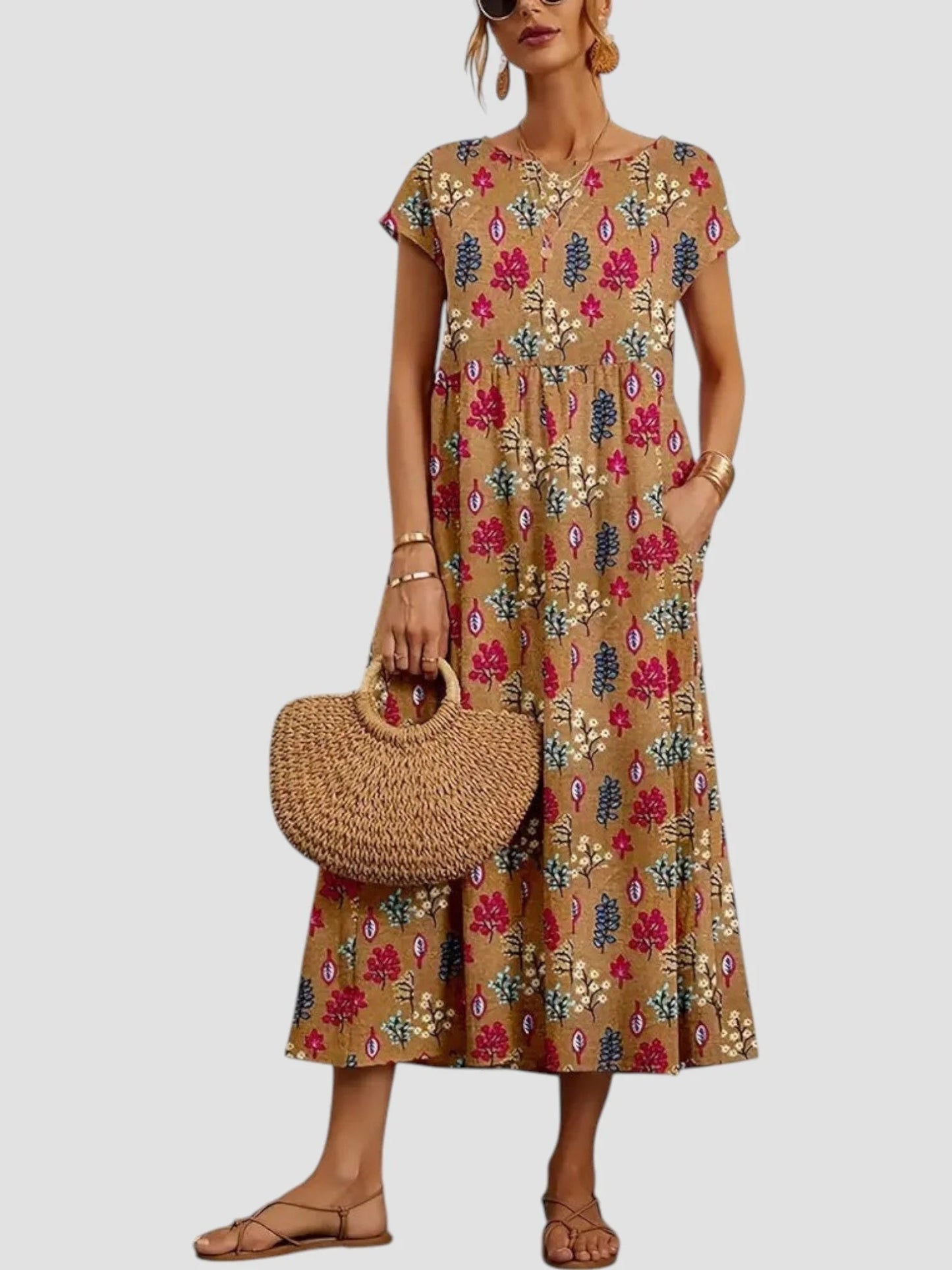 VESTIDO MIDI DISEÑO BOHEMIO