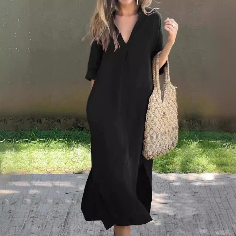 VESTIDO LARGO RELAJADO ELEGANTE