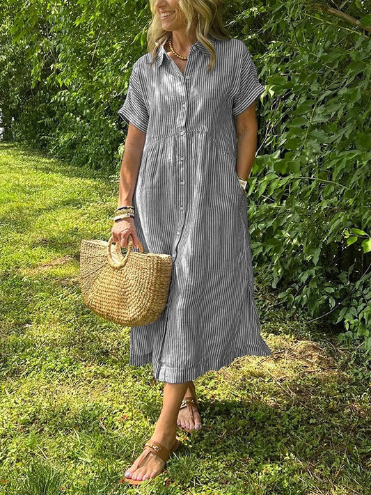 VESTIDO CAMISERO MIDI DISEÑO RAYAS