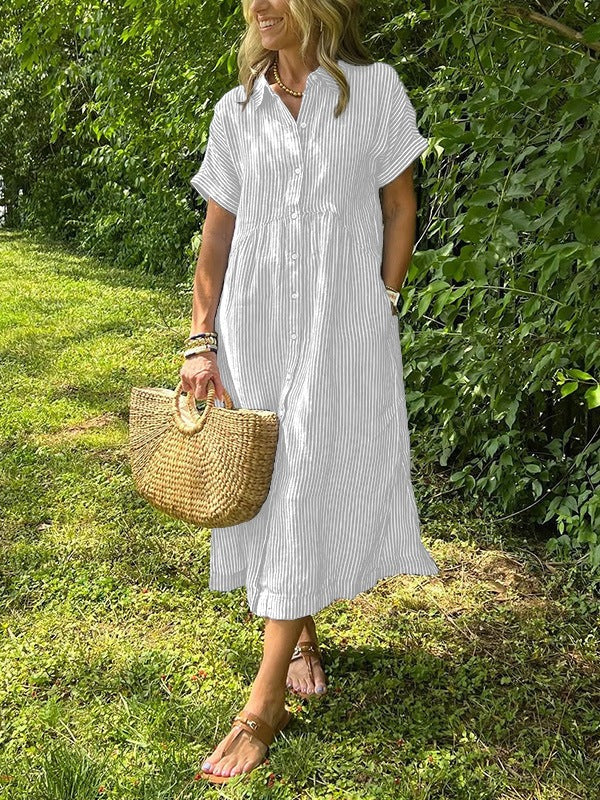 VESTIDO CAMISERO MIDI DISEÑO RAYAS