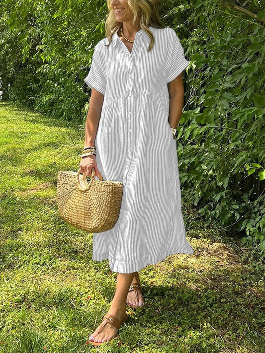 VESTIDO CAMISERO MIDI DISEÑO RAYAS