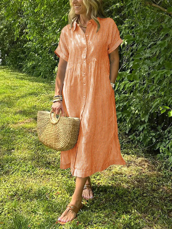 VESTIDO CAMISERO MIDI DISEÑO RAYAS