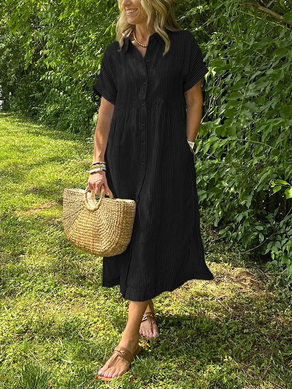 VESTIDO CAMISERO MIDI DISEÑO RAYAS