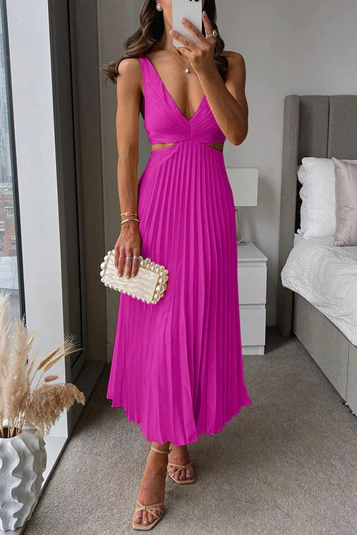 VESTIDO PLISADO ELEGANTE LARGO