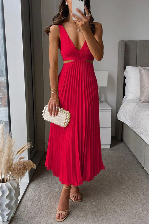 VESTIDO PLISADO ELEGANTE LARGO