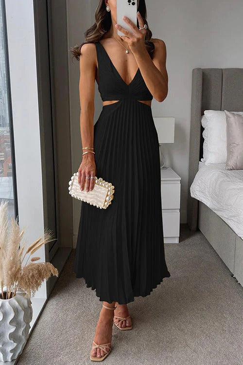 VESTIDO PLISADO ELEGANTE LARGO