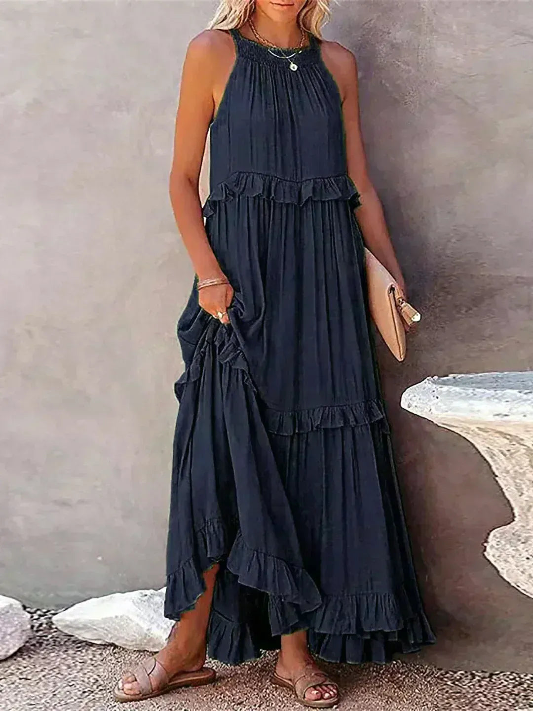 VESTIDO LARGO LIGERO Y FLUIDO EVENTUAL ROCIO