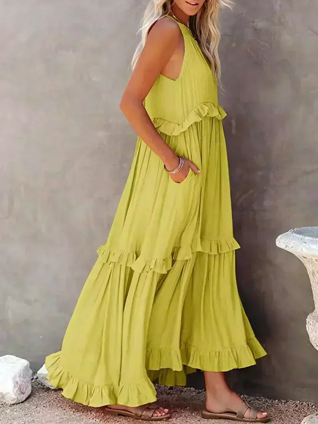 VESTIDO LARGO LIGERO Y FLUIDO EVENTUAL ROCIO