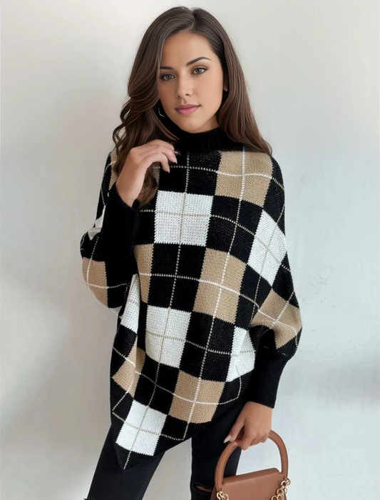 PONCHO SUÉTER PATRON DE CUADROS