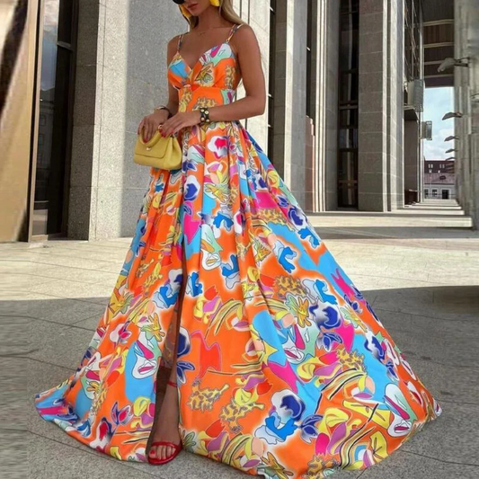 VESTIDO LARGO DEFIESTA COLORIDO PRIMAVERAL