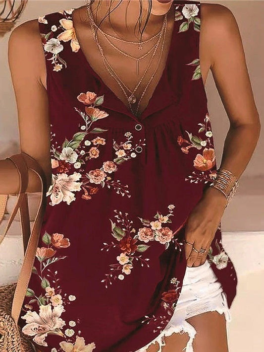 BLUSA SIN MANGAS ESTILO FLORAL