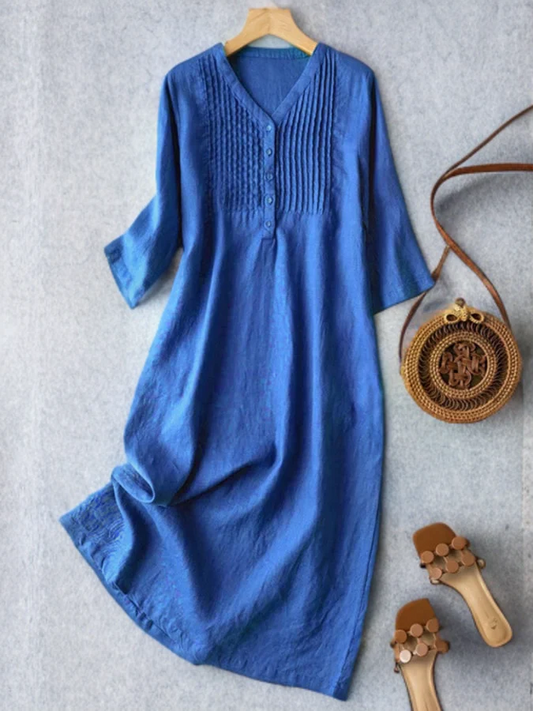 VESTIDO LARGO CALMADO DE LINO SUAVE
