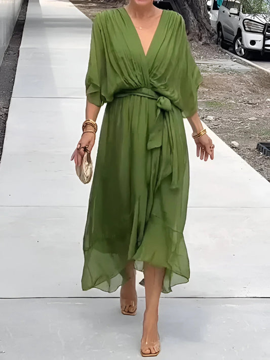 VESTIDO MIDI FLUIDO DE EVENTO EMILIA