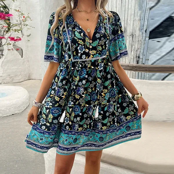 VESTIDO CORTO DE ESTAMPADO FLORAL