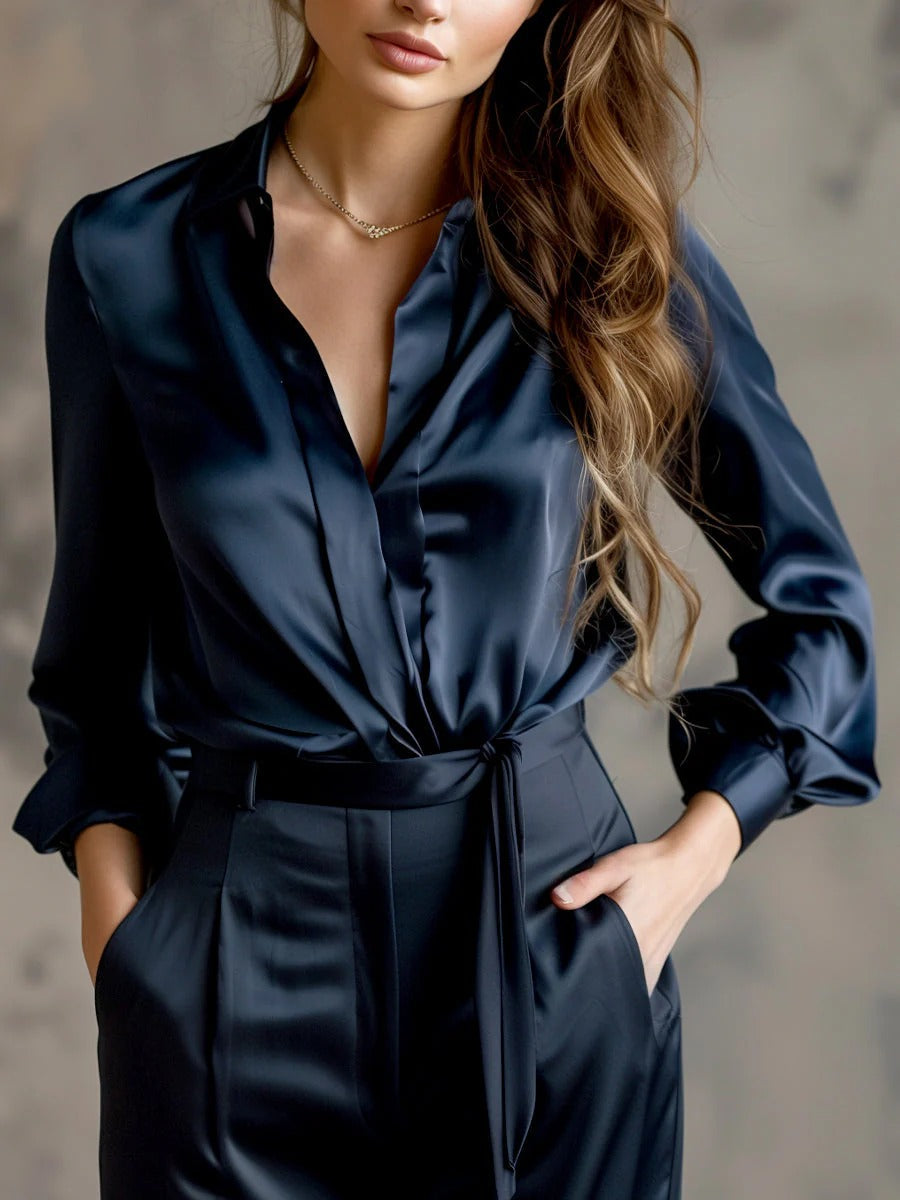 CAMISA DE SATEN CORTE CLASICO RADIANTE